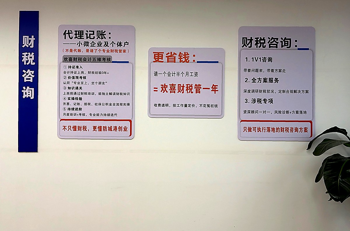 防城港欢喜财税代理记账与财税咨询服务介绍